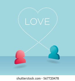 Social networks concept love vector illustration