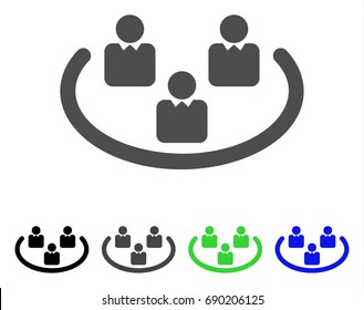 Social Networks flat vector illustration. Colored social networks, gray, black, blue, green pictogram variants. Flat icon style for web design.