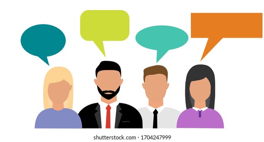 Social networks icon. People icons with chat speech bubbles. Vector illustration