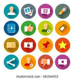 Social Networks icons. Professional vector flat and long shadow icons for your website, application and presentation.