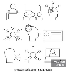 Social networks. The relationship of people. Icons. Think. For your design.