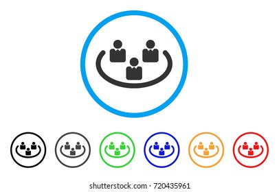 Social Networks rounded icon. Style is a flat social networks grey symbol inside light blue circle with black, gray, green, blue, red, orange versions. Vector designed for web and software interfaces.