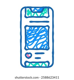 social networks smartphone doodle icon sketch vector. social networks smartphone sign. isolated symbol illustration