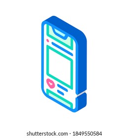 social networks smartphone isometric icon vector. social networks smartphone sign. isolated symbol illustration