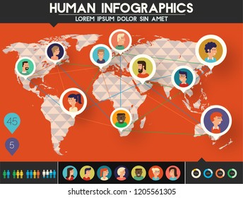 Social Networks Users infographics, trendy vector illustration