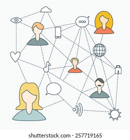 social networks, vector illustration, icon set