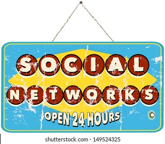 social networks, vintage sign