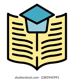 Social open book icon outline vector. Csr trust. Public value color flat