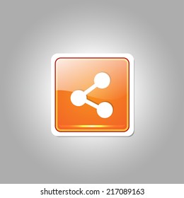 Social Orange Vector Icon Button