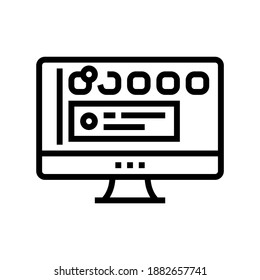 social page computer screen line icon vector. social page computer screen sign. isolated contour symbol black illustration