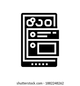 social page on tablet display glyph icon vector. social page on tablet display sign. isolated contour symbol black illustration