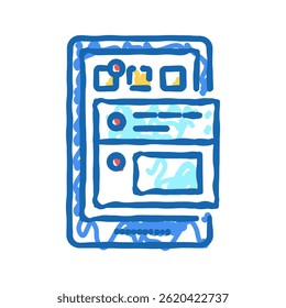 social page on tablet display doodle icon sketch vector. social page on tablet display sign. isolated symbol illustration
