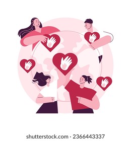 Ilustración de vector conceptual abstracta de participación social. Compromiso social, trabajo en equipo, participación de la sociedad civil, voluntarios felices, gente de caridad, basura limpia, plantas de metáforas abstractas.