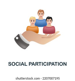 Social Participation Icon. 3d Illustration From Crowdfunding Collection. Creative Social Participation 3d Icon For Web Design, Templates, Infographics And More