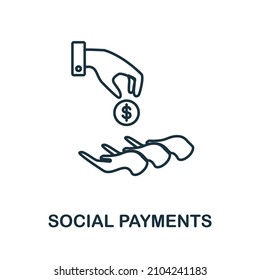 Symbol Sozialausgaben. Zeilenelement aus der Krisensammlung. Lineare Sozialleistungen Symbol für Webdesign, Infografiken und mehr.