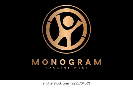 Plantilla de logotipo de vector monograma abstracto para personas sociales