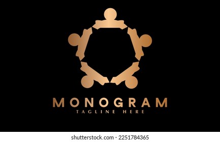 Social people abstract monogram vector logo template