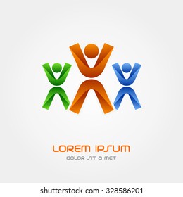 Social People Logo design vector template, People raise their hands, partnership, teamwork, community Logotype concept, Vector Eps 10