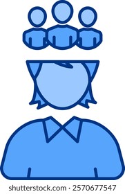 Social phobia Icon - Lineal Blue Style - Social Anxiety Theme