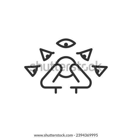 Social phobia, linear icon, social anxiety disorder, paranoia, shyness. A person hiding from the gaze. Fear of stares. Line with editable stroke