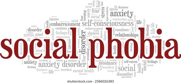 Social Phobia word cloud conceptual design isolated on white background.