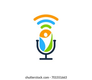 Social Podcast Icon Logo Design Element