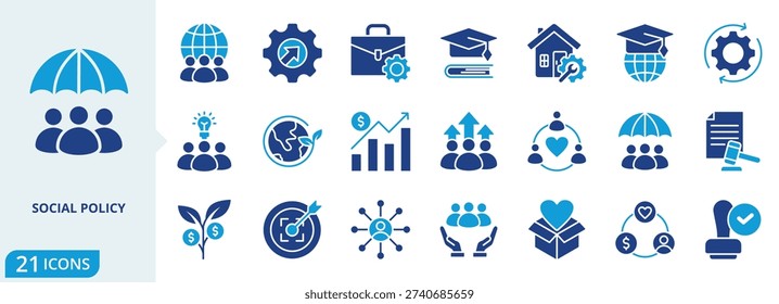 social policy flat icon pack collection of social, policy, icon, business, law, government, society, responsibility, environment, support icon
