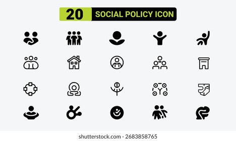 Social policy icon bundle set