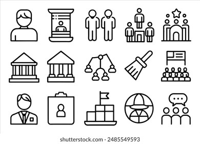 Social Policy icon set. editable stroke outline icons set. vector illustration.