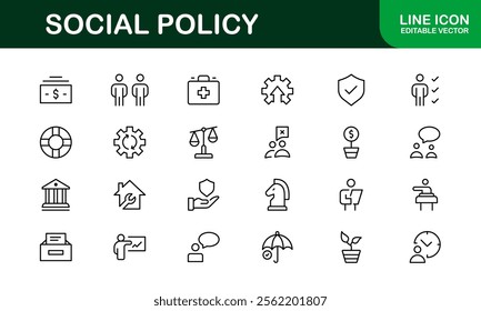 Social Policy Icon Set - High-Quality Graphics for Community, Inclusion, and Advocacy-Themed Projects