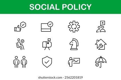 Social Policy Icon Set - High-Quality Graphics for Community, Inclusion, and Advocacy-Themed Projects