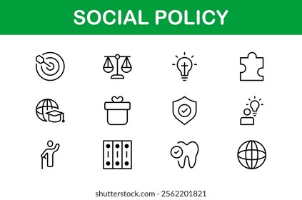 Social Policy Icon Set - High-Quality Graphics for Community, Inclusion, and Advocacy-Themed Projects