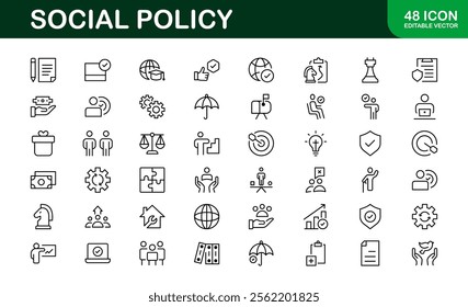 Social Policy Icon Set - High-Quality Graphics for Community, Inclusion, and Advocacy-Themed Projects