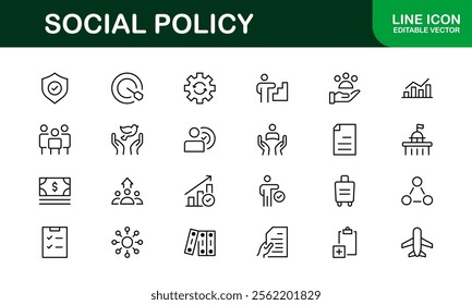 Social Policy Icon Set - High-Quality Graphics for Community, Inclusion, and Advocacy-Themed Projects