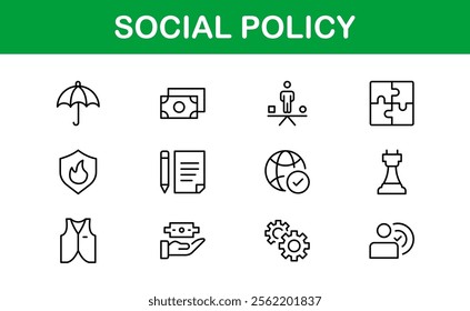 Social Policy Icon Set - High-Quality Graphics for Community, Inclusion, and Advocacy-Themed Projects
