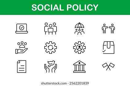 Social Policy Icon Set - High-Quality Graphics for Community, Inclusion, and Advocacy-Themed Projects