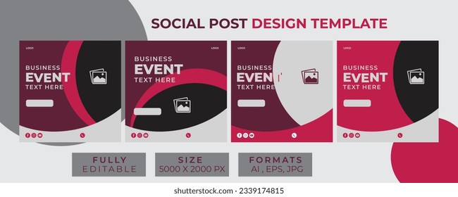 Social Post Design Template With Black  Almost Red