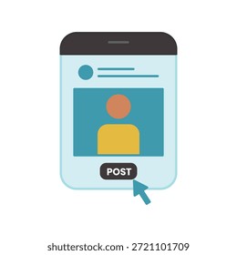 Social post flat icon for publishing content, online updates, and digital communication. Clean flat design ideal for apps, websites, UI, and modern social media platforms.