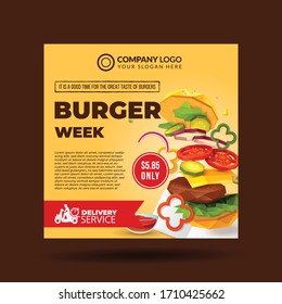 Social Post Media Template for Burger restaurant