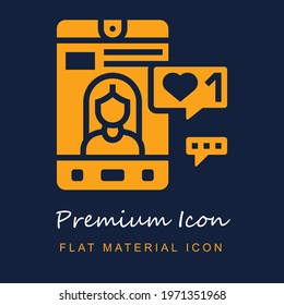 Social premium material ui ux isolated vector icon in navy blue and orange colors