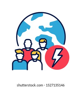 Social problem color line icon.  Discrimination, conflicts, crime. Sign for web page, mobile app, banner, social media. Editable stroke.
