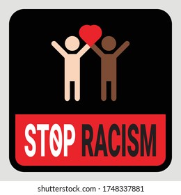 Social problems of humanity equality. Stop racism. Motivational sign or poster Anti-Racism and discrimination. Stand together with different races symbol. Vector illustration
