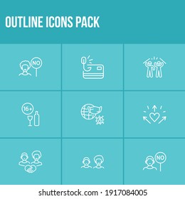 Juego de iconos de problemas sociales y blanco con persona negra con phishing, persona negra sin signo y sin racistas. Vector de iconos de problemas sociales relacionados con la epidemia para el diseño del logotipo de la interfaz de usuario web.