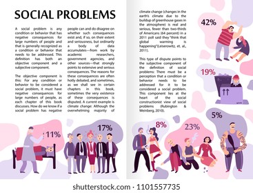 Social Problems Infographics Layout Text Content 스톡 벡터(로열티 프리 ...