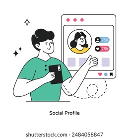 Social Profile abstract concept vector in a flat style stock illustration