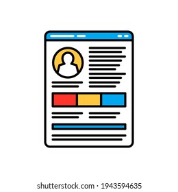 Social profile isolated personal data protection and security icon. Vector GDPR protection and regulation, confidential policy, user info or client base document. Employee resume, client id card