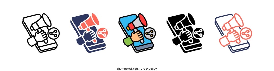 Ícone de promoção social Ilustração de vetor múltiplo