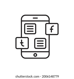Social Promotion vector outline icon style illustration. Marketing and advertising symbol EPS 10 file