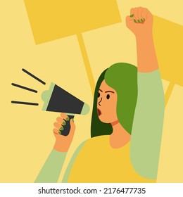 Social Protest Or Demonstration Concept Vector Illustration In Flat Style