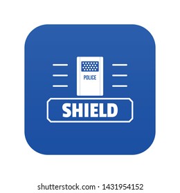 Social protest shield icon blue vector isolated on white background